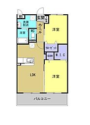 ＢＡＳＩＣ　Ｂ．Ｌ．Ｄ　隼人 3階2LDKの間取り