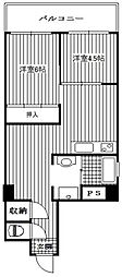 フラワー御殿山ハイツ 2DKの間取図画像