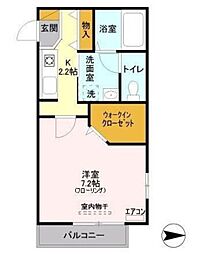オークハウス 1Kの間取図画像