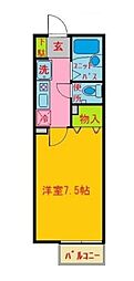 エクレール 2階1Kの間取り