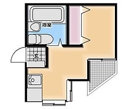 リエス若葉 2階ワンルームの間取り