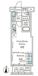 パークアクシス錦糸町WEST 3階1LDKの間取り
