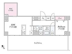KDXレジデンス西調布 6階1LDKの間取り