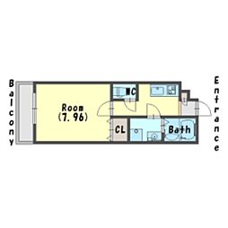 神戸市西神・山手線 長田駅 徒歩9分の賃貸アパート 3階1Kの間取り