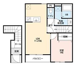リーブルファイン川口上青木西 2階1LDKの間取り