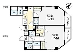 サンライズヴィラ 1Kの間取図画像