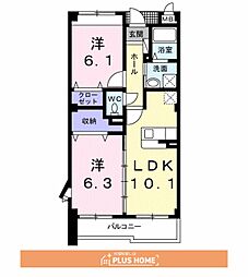リヴェール栄谷 2LDKの間取図画像