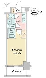 クロスレジデンス飯田橋 1Kの間取図画像