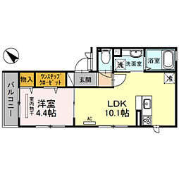 リッシュ・クレール 1LDKの間取図画像