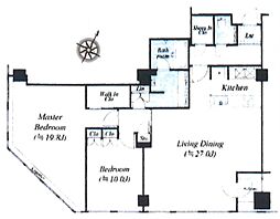 平河町森タワーレジデンス 18階2LDKの間取り