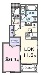 ラフレシール ジーノ 1階1LDKの間取り