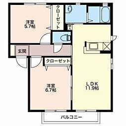 パープル・リツ 2LDKの間取図画像