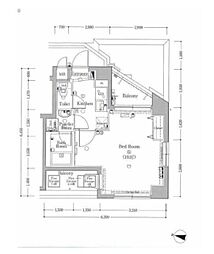 京急本線 大森町駅 徒歩5分の賃貸マンション 8階1Kの間取り
