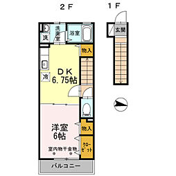 レガロ南水元 1DKの間取図画像