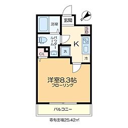 VERXEEDαAYASE 2階1Kの間取り