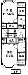 丈六ビル 1Kの間取図画像