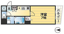 オーシャンビュー湊町 6階1Kの間取り