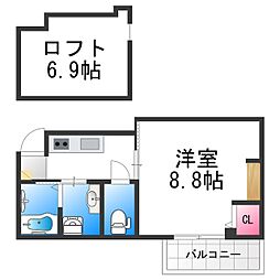 エヌエムスワサントドゥウェスト 1Kの間取図画像