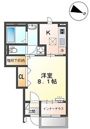 北区今羽町アパート新築工事 1Kの間取図画像