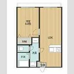 グリーンハイム小形2 2階1LDKの間取り