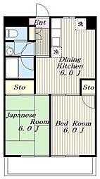 グレース大蔵 2階2DKの間取り