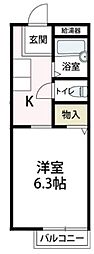 ＹＭハイツ木月 1階ワンルームの間取り