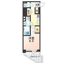 JR東海道・山陽本線 岸辺駅 徒歩3分の賃貸マンション 4階1Kの間取り