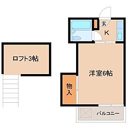 コーポ錦 2階1Kの間取り