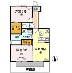JR阪和線 紀伊駅 4kmの賃貸アパート 1階2DKの間取り