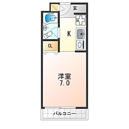 おおきに百万遍サニーアパートメント 7階1Kの間取り