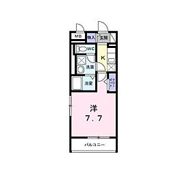 パークランド国立 1階1Kの間取り