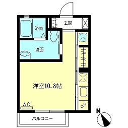 京王相模原線 橋本駅 徒歩14分の賃貸アパート 1階ワンルームの間取り