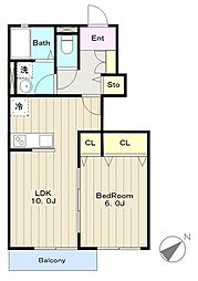Clair YUZU 1階1LDKの間取り
