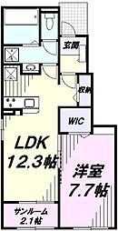 フィレール 1階1LDKの間取り