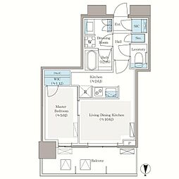 パークシティ中野ザタワーブリーズ 1LDKの間取図画像