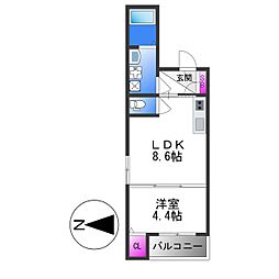 JR片町線(学研都市線) 鴻池新田駅 徒歩8分の賃貸アパート 1階1LDKの間取り