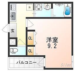 フジパレス上野芝 1Kの間取図画像