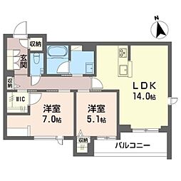 フォーシーズン南多摩 2LDKの間取図画像