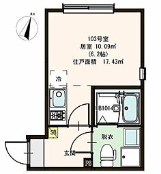 ハーモニーテラス瑞江II 1階ワンルームの間取り