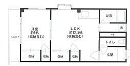 グランドール馬場A棟 1LDKの間取図画像
