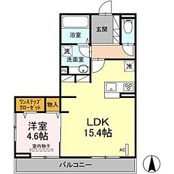 Hillside 1LDKの間取図画像