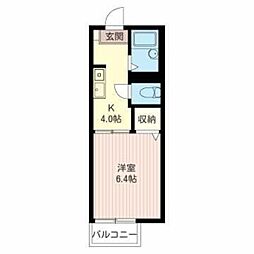 フォンテンブロー 2階1Kの間取り