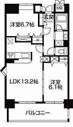 ウインベル我孫子 2LDKの間取図画像