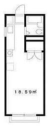 ジュネス三軒茶屋 1階1Kの間取り