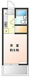 ルミニコスモス 1階ワンルームの間取り