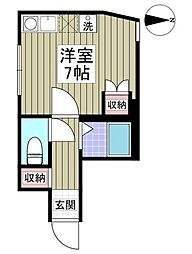 雑司が谷flats 1階ワンルームの間取り