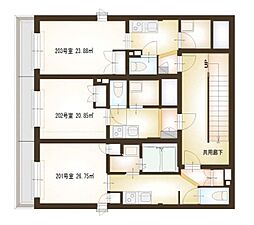 ロックリッジハウス 2階1Kの間取り