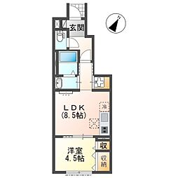 仮)日野市落川アパート新築工事 1LDKの間取図画像