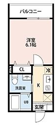 小平市学園西町1丁目アパート 1Kの間取図画像