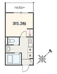MELLAS黄金町 1Kの間取図画像